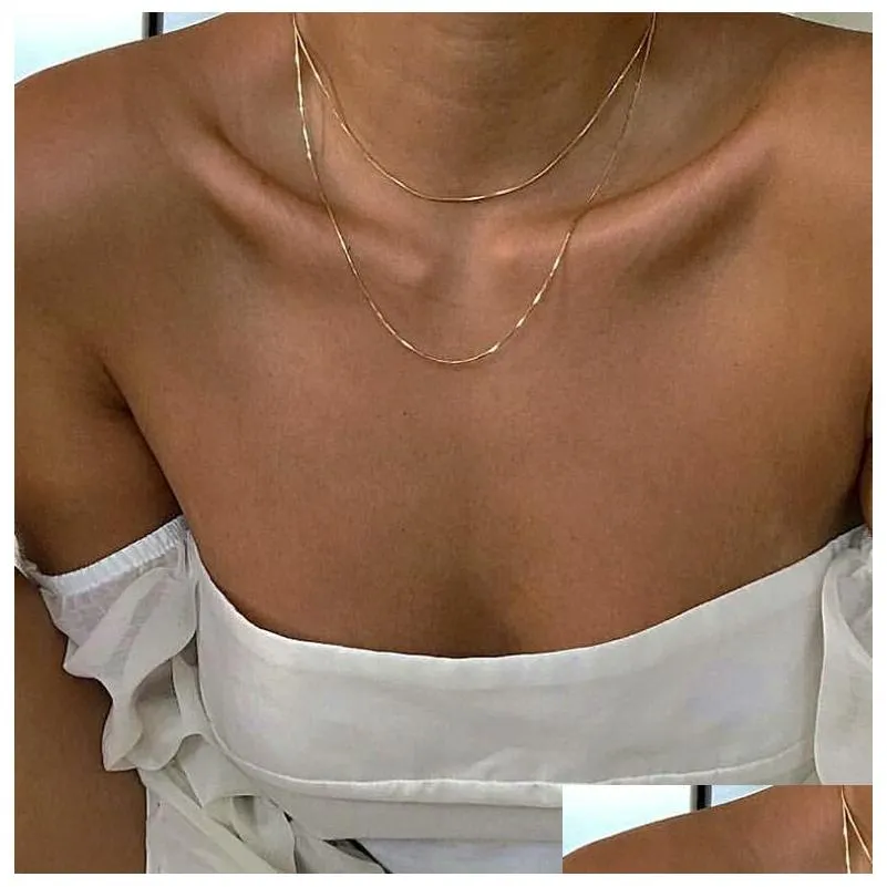 ins top sell simple fashion jewelry snake jakotsu necklaces 18k gold fill high quality choker women chain 45cm necklace for lovers