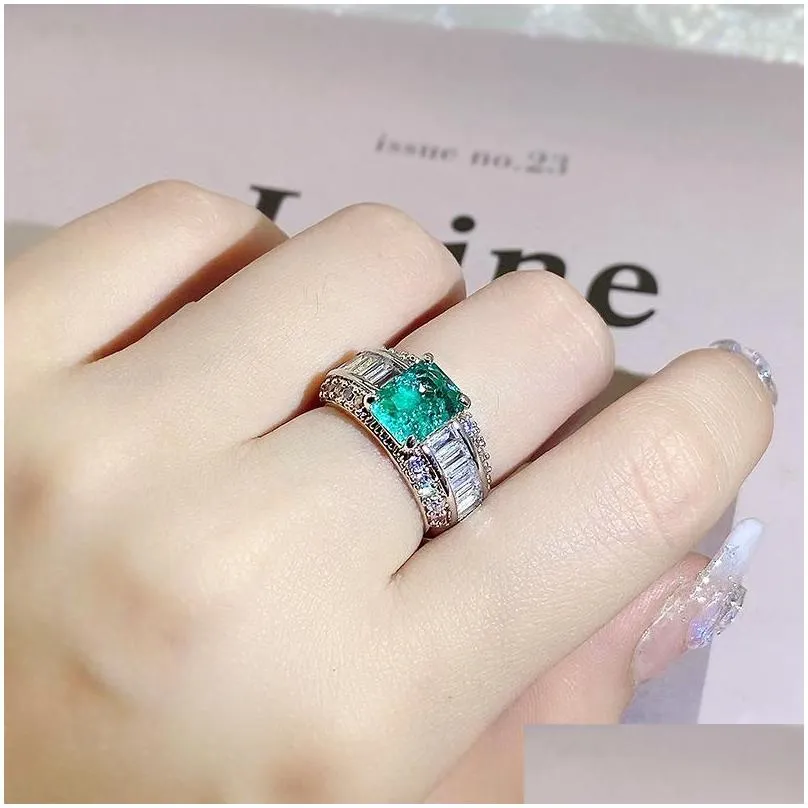 choucong brand wedding rings luxury jewelry 925 sterling silver fill radiant cut emerald cz diamond gemstones party women eternity women engagement band