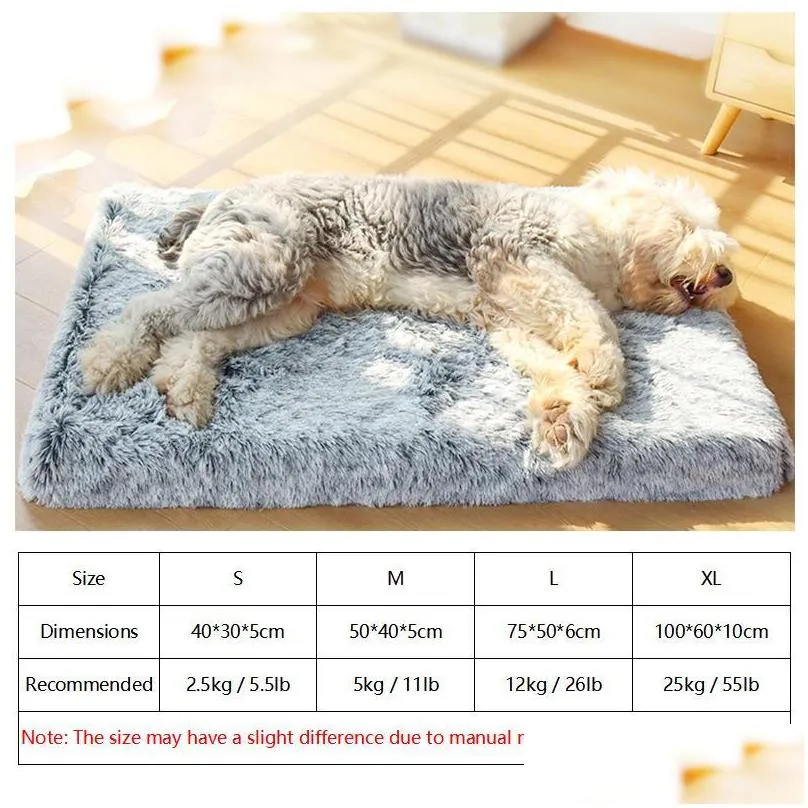 kennels pens long plush dog bed pet cushion rectangular blanket soft fleece cat puppy chihuahua sofa mat pad for small large dogs