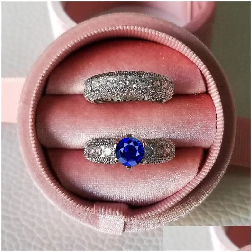 choucong wedding rings vintage jewelry 925 sterling silver round cut white topaz cz diamond gemstones eternity party women promise bridal couple ring set