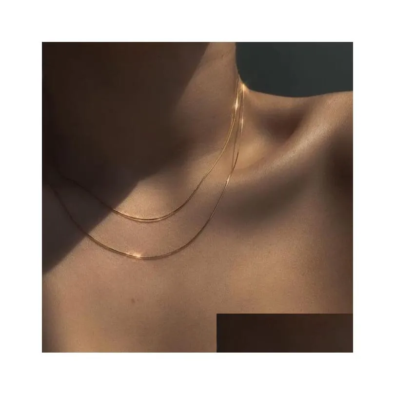 ins top sell simple fashion jewelry snake jakotsu necklaces 18k gold fill high quality choker women chain 45cm necklace for lovers