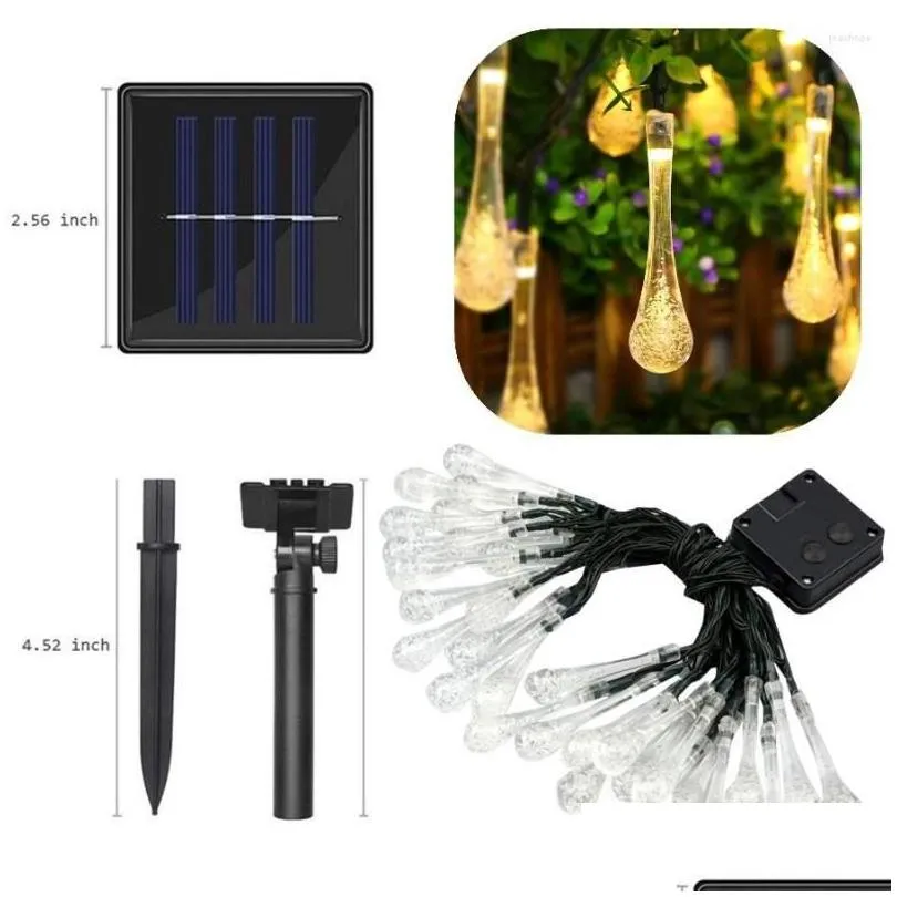 strings christmas decoration solar string lights outdoor 12m 100leds fairy water drop for year/wedding/xmas/party decor