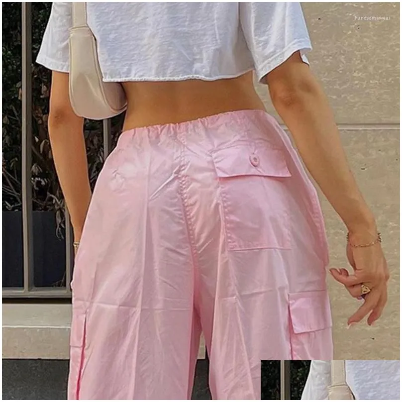 y2k pants oversized drawstring low waist parachute loose fit sweatpants trousers women jogger cargo streetwear outfits