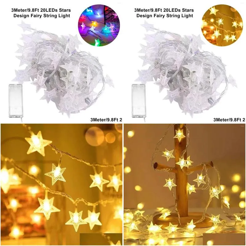 strings stars fairy string light  20led flexible twistable constant bright ip54 waterproof for yard garden patio festival party