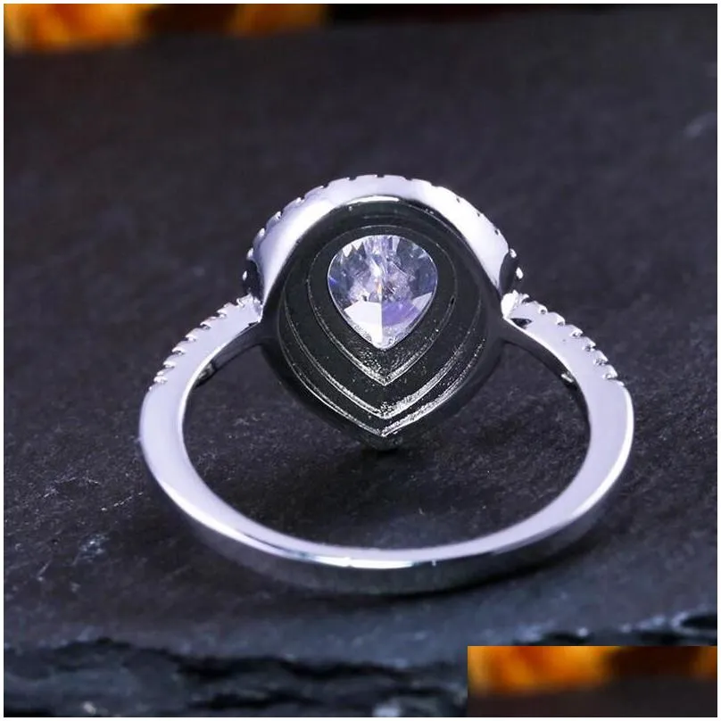 size 610 stunning luxury jewelry 925 stearling silver drop water white topaz cz diamond gemstones party women wedding bridal ring