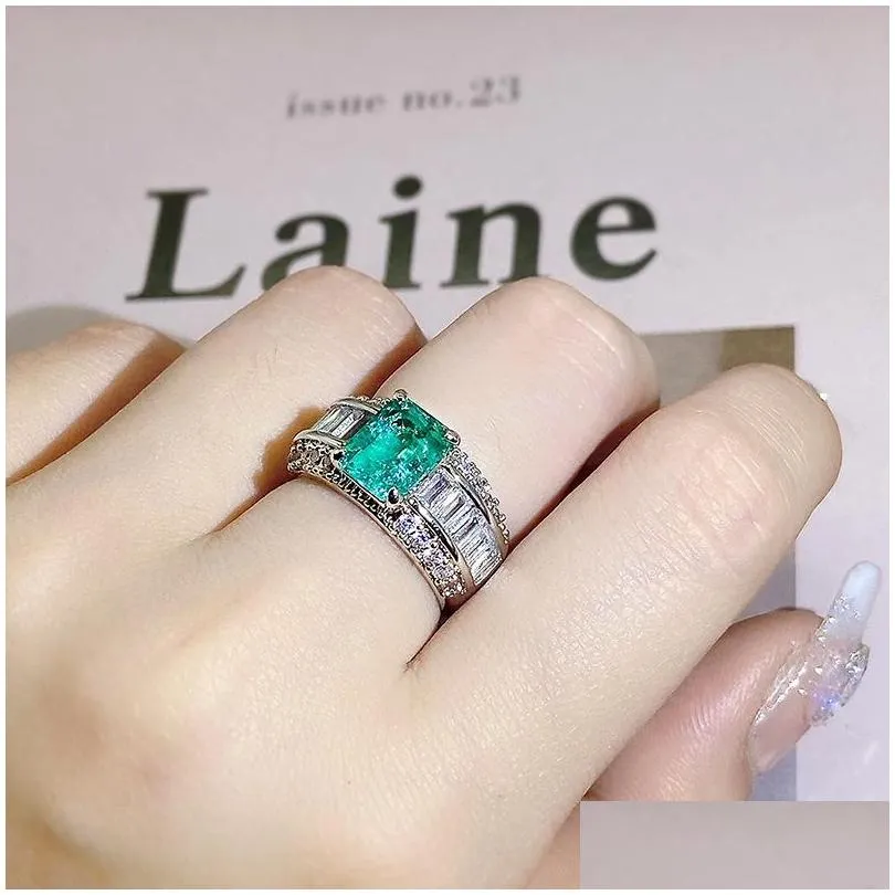 choucong brand wedding rings luxury jewelry 925 sterling silver fill radiant cut emerald cz diamond gemstones party women eternity women engagement band