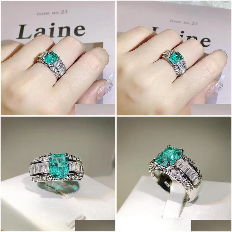 choucong brand wedding rings luxury jewelry 925 sterling silver fill radiant cut emerald cz diamond gemstones party women eternity women engagement band
