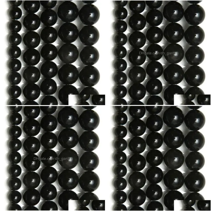 8mm natural stone black obsidian round loose beads 15 strand 4 6 8 10 12 14mm pick size for jewelry making