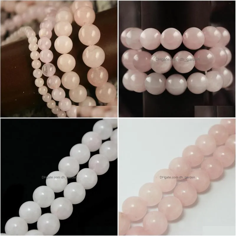 8mm round pink quartz stone spacer beads natural stone diy loose beads for jewelry making strand 15 wholesale 4mm 6mm 8mm 10mm