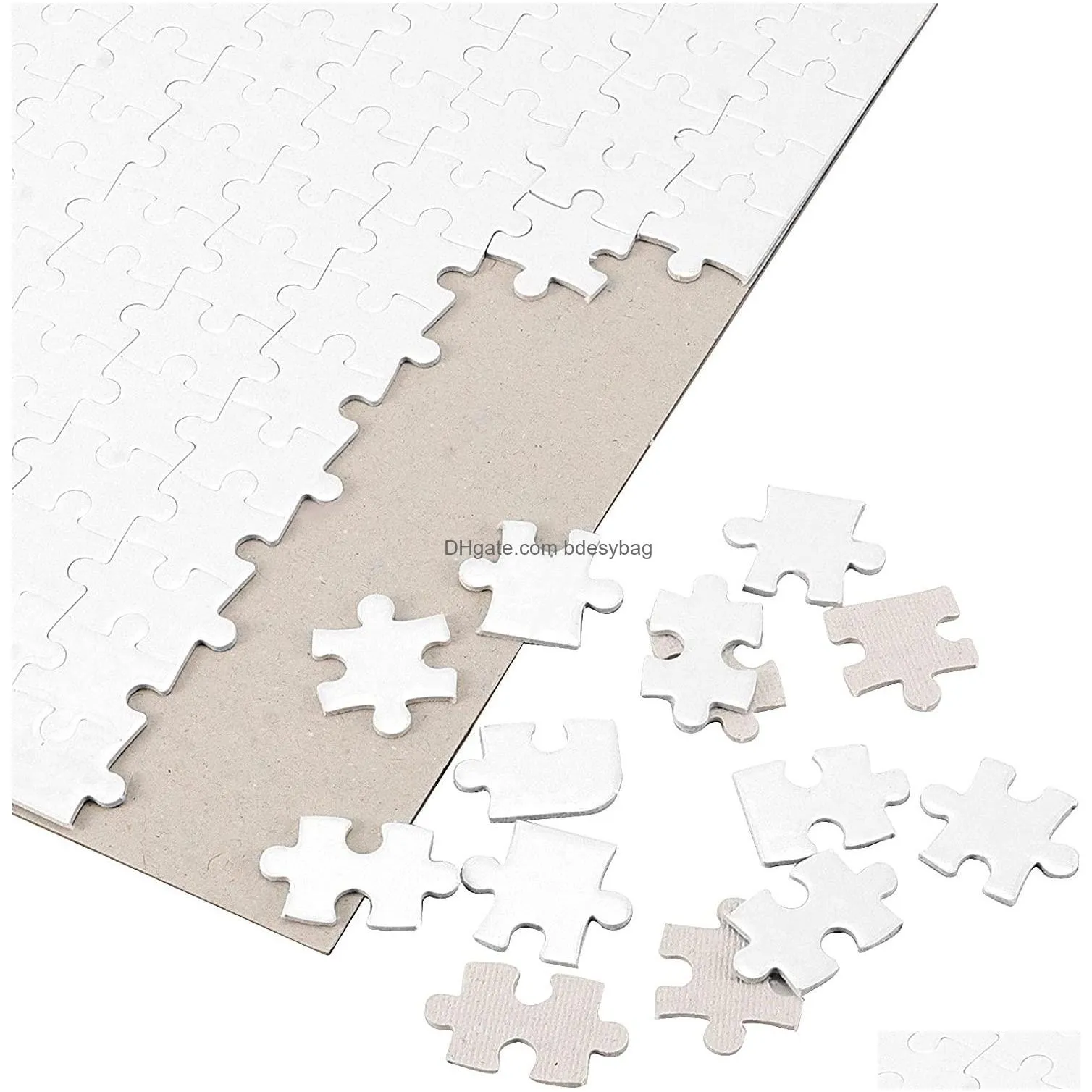 A4 70 pcs Sublimation Blanks Jigsaw Puzzles with frame for DIY Custom White Cardboard Heat Transfer Blank Puzzle
