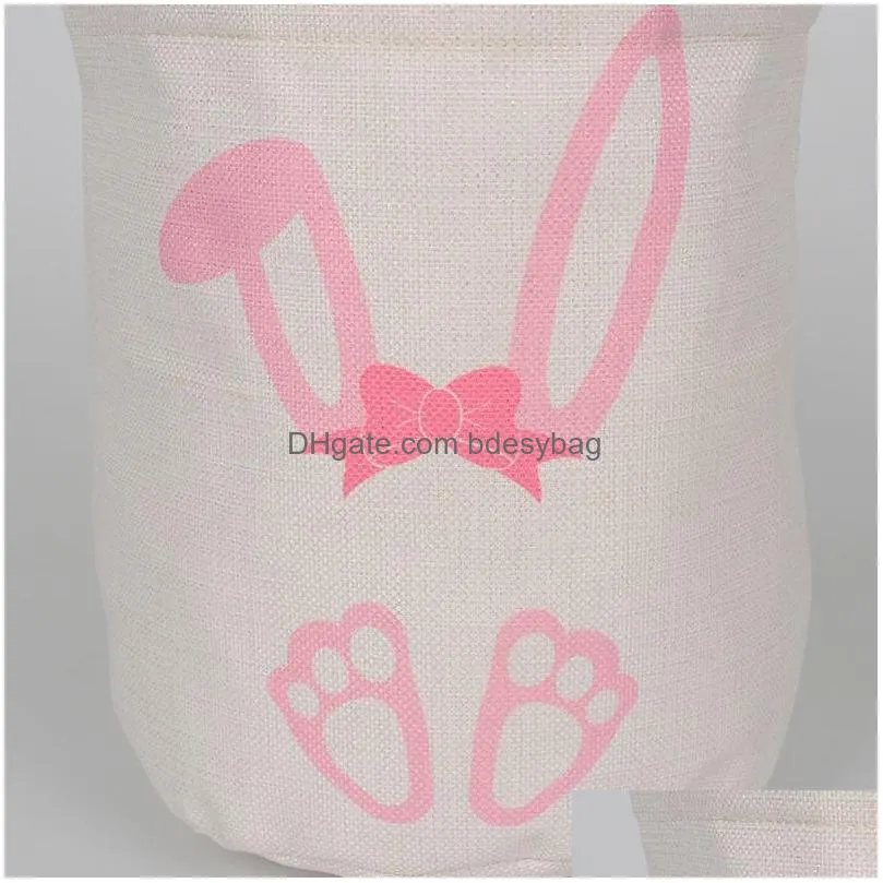 Sublimation Blanks Easter Basket Furry Bunny Tote Bags Burlap Bags with Handles for Kids