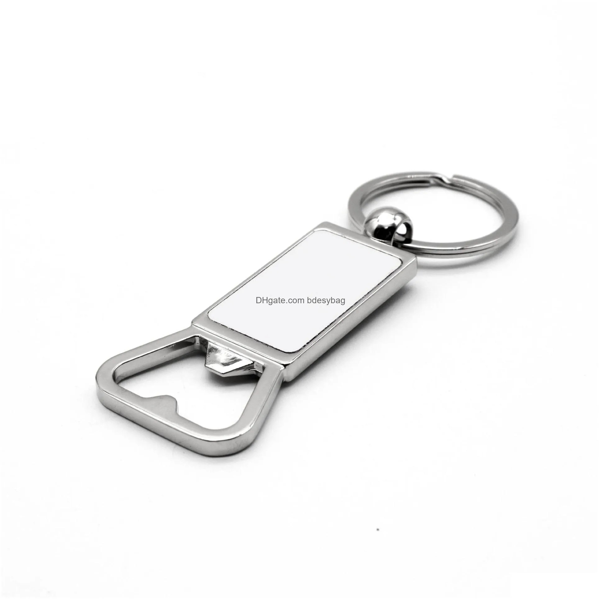 Sublimation Keychain Blanks Metal Bottle Opener Blank Key Rings Aluminum Heat Transfer Keychains