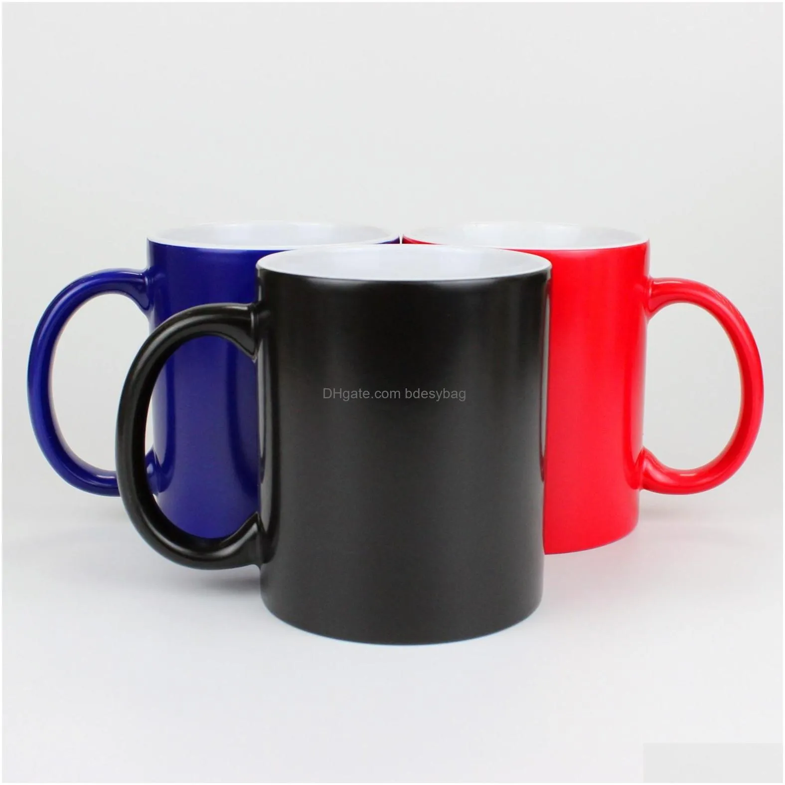 11 oz Sublimation color changing Magic Coffee Mug Blanks Ceramic Heat Sensitive Blank Milk cups GLOSSY