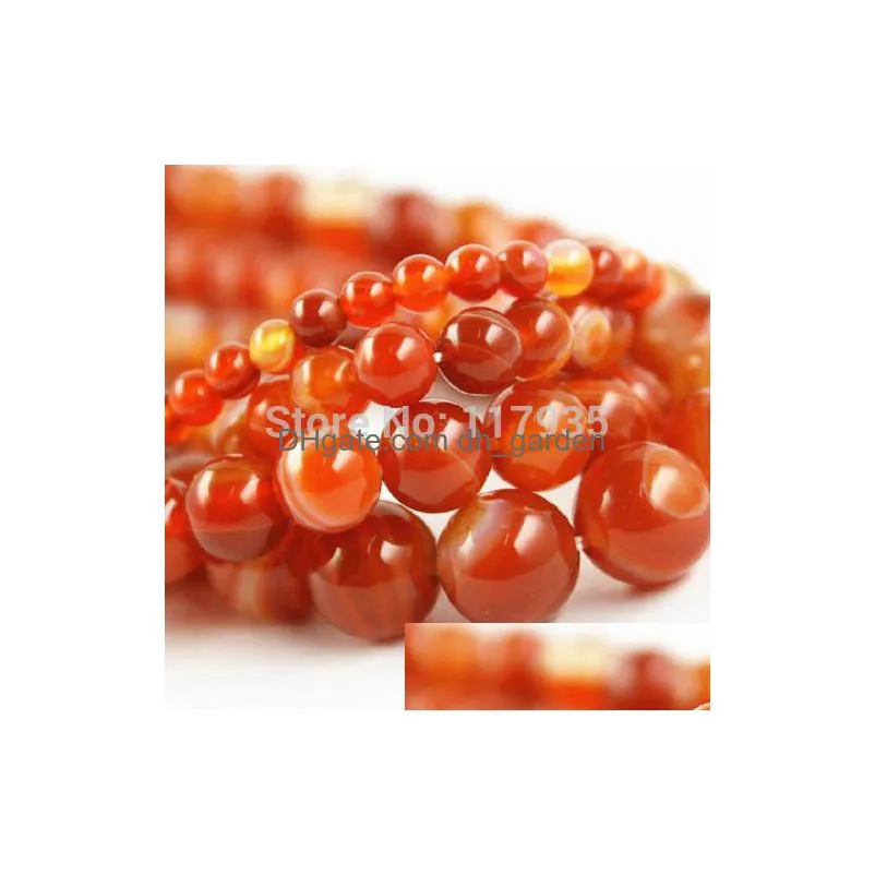 8mm wholesale 6/8/10/12mm natural red stripe carnelian onyx stone round ball loose fashion beads jewelry making