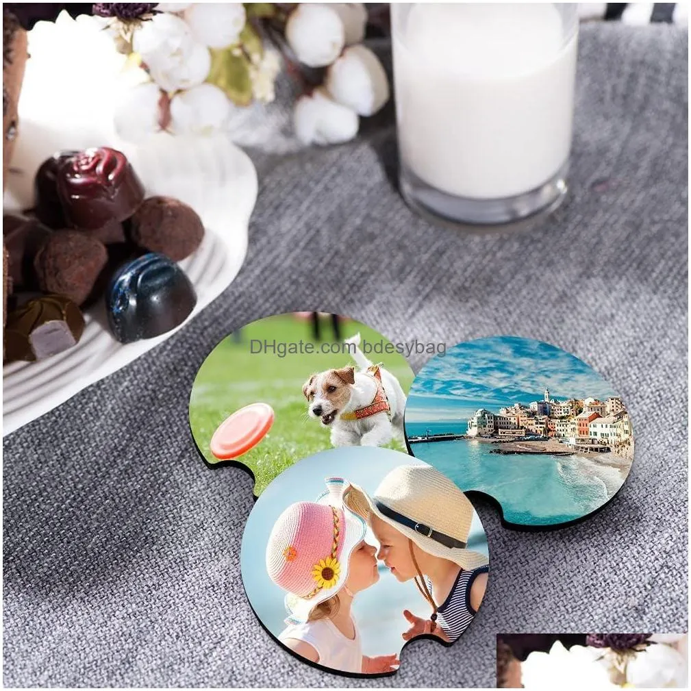 Sublimation car coaster Blanks wooden mdf cork heat transfer Blank drink coasters