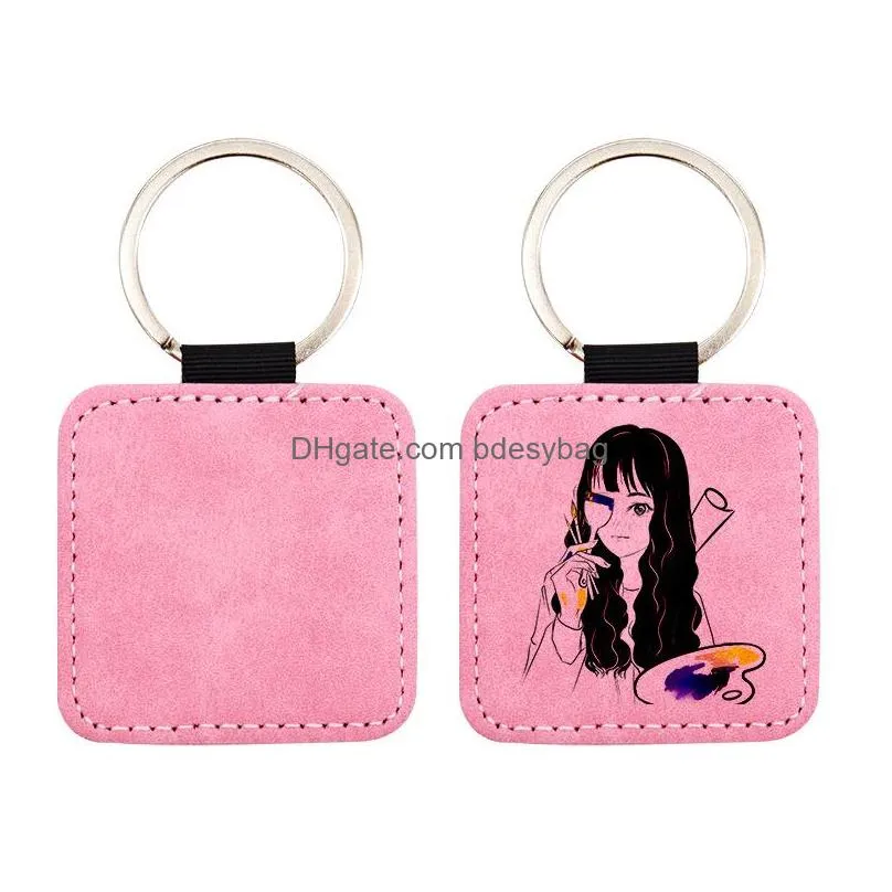 Sublimation Keychain Blank Both Sides Printable Key Tag Square Shape Vintage Ornaments Heat Transfer Keychains Blanks DIY