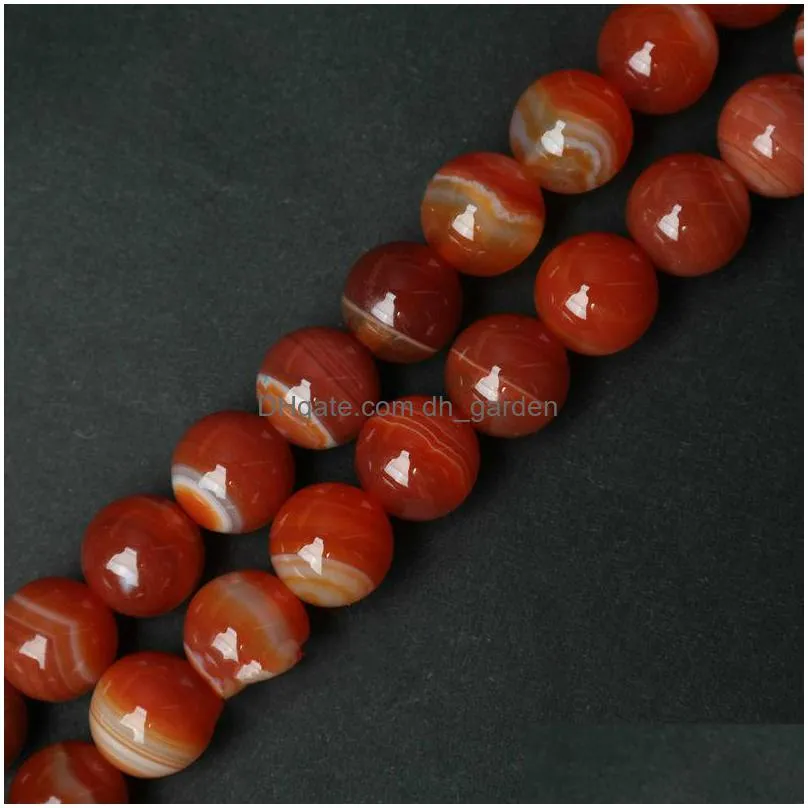 8mm natural stone red orange stripe agat round loose beads 4 6 8 10 12mm pick size for jewelry making