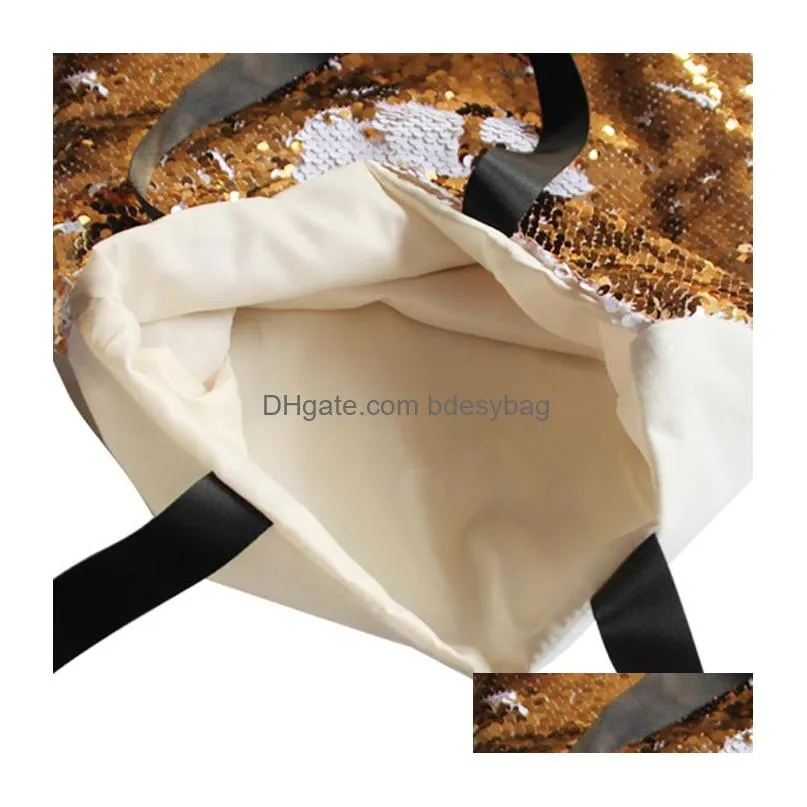 Blank Sublimation Tote Bags Reversible Magic Sequin Handbag Shopping Bag Glitter Totes for women girls