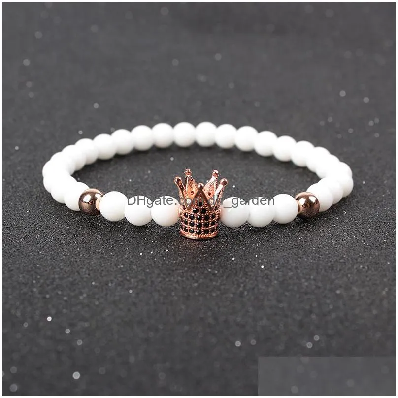  trendy imperial crown charm bracelets men natural stone stone beads for women men jewelry