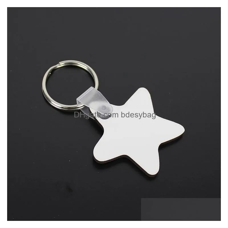 Sublimation Blank Keychains MDF Board Straps Key Rings Tag Heat Transfer Star house clouth shaped DIY DoubleSided Valentines Day