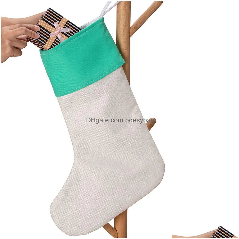 Sublimation Blank Christmas Burlap Stockings Fireplace Hanging Stocking Blanks for Family Christmas Decoration Holiday Season Party