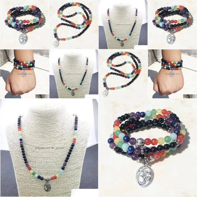 108 mala chakra bracelet or necklace 7 chakra yoga meditation bracelet for women pure natural stone