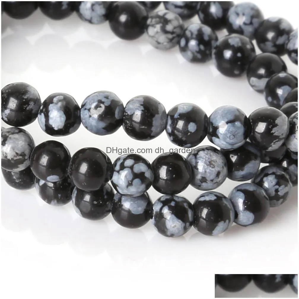 8mm snowflake obsidian loose beads round 4 6 8 10mm natural stone beads for jewelry making diy bead bracelet necklace high quality