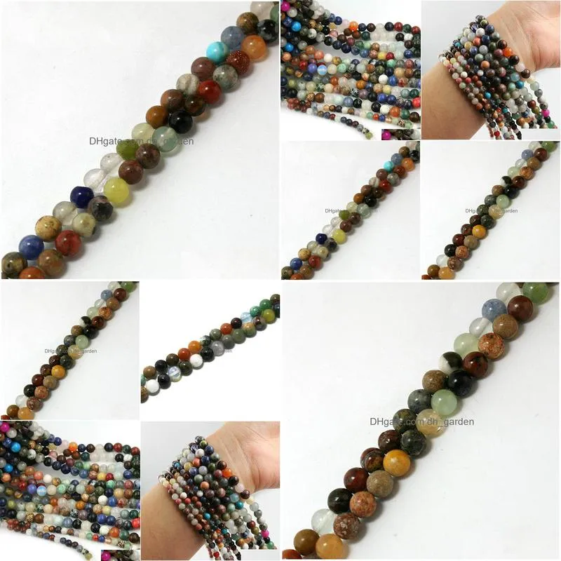 8mm nature garment stone beads spacer loose beads charms for jewelry making diy bracelet necklace 15inches 4/6/8mm