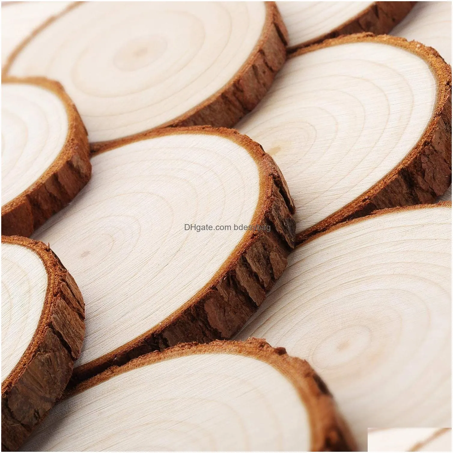Natural Wood Slices Unfinished Wood Craft Kit 14 inch Undrilled Wooden Circles Without Hole Tree Slice with Bark for Arts Painting Christmas Ornaments DIY