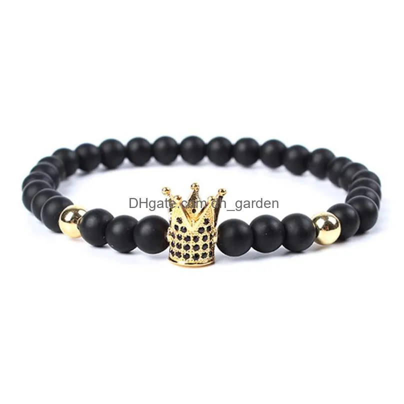 trendy imperial crown charm bracelets men natural stone stone beads for women men jewelry