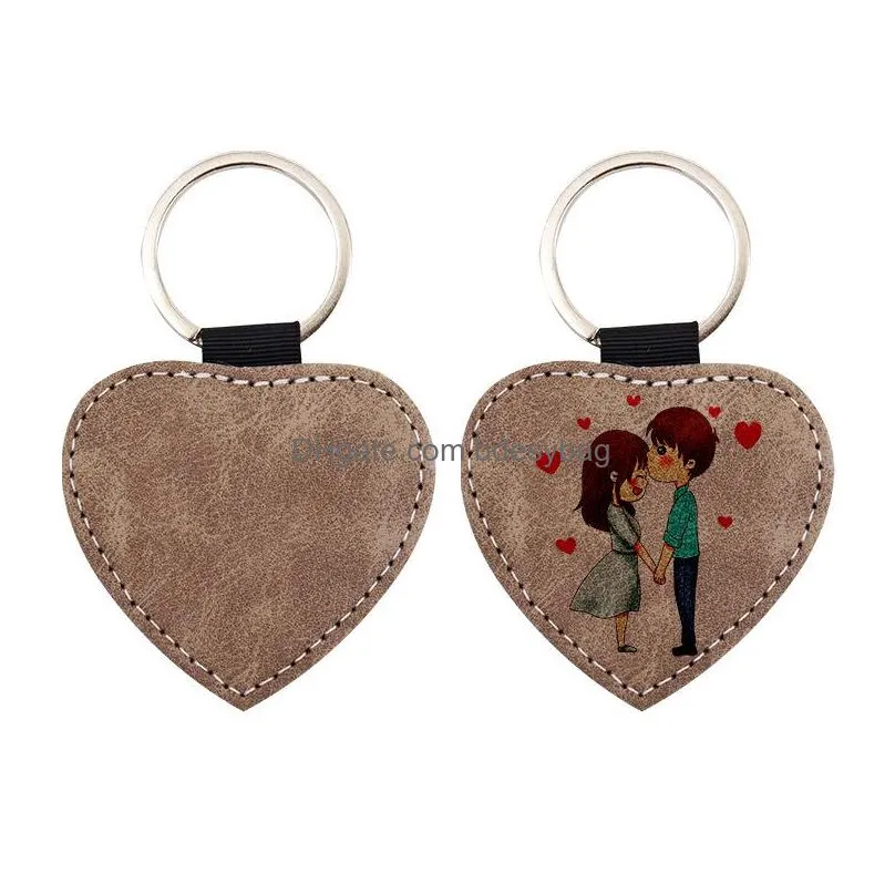 Sublimation Keychain Blank Both Sides Printable Key Tag Heart Shape Vintage Ornaments Heat Transfer Keychains Blanks DIY