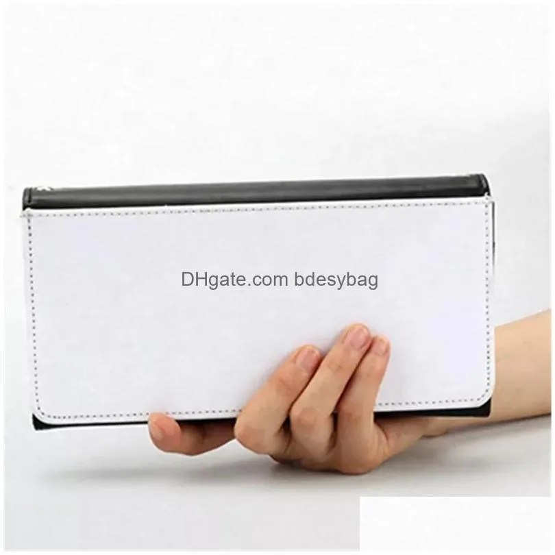 Sublimation Wallet Blank Fashion Ladies Leather Clutch Wallets Large Capacity Secure Buckle Leather Wristlet Bag DIY Craft Long Purse for Women