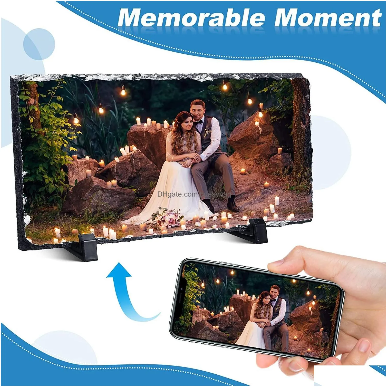 8x12 inch sublimation Blank photo slate rock plaque Heat Transfer Picture Frame Blanks
