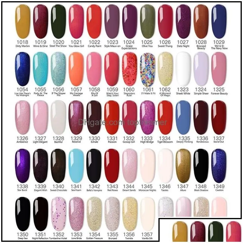 Nail Gel 100% Brand New Gel Nail Polish Soak Off 403Colors 15Ml 12Pcs Lot For Salon Nail272Q Drop Delivery 2021 Health Beauty Art Topt