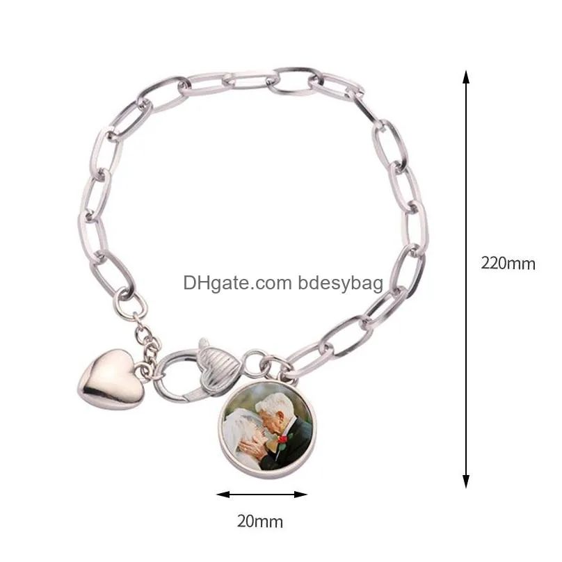 Sublimation Blank Bracelet Trays Heat Transfer love heart Chain Bracelets Blanks for DIY Bracelet Handicrafts Decors Single side