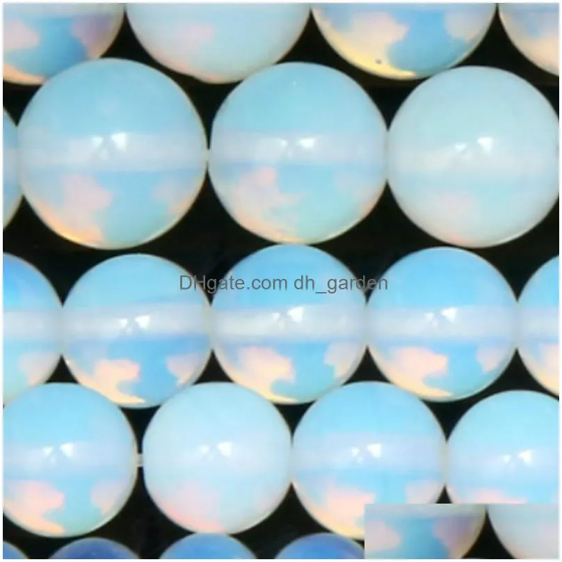 8mm natural stone smooth white opalite quartz loose beads 15 strand 4 6 8 10 12 14mm pick size for jewelry making