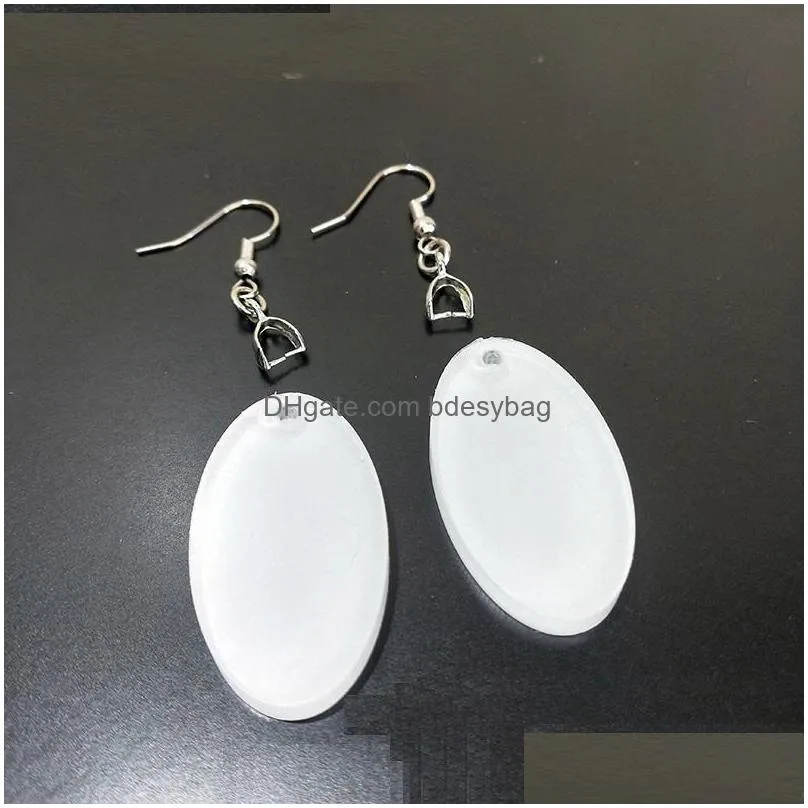 Blank Earrings Sublimation Acrylic Clear Earring Blanks Jewelry dangler with hooks for DIY Oval Shape