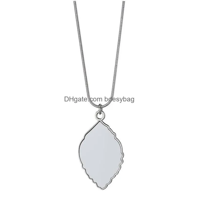 Sublimation blank necklace bezel pendant trays Custom Photo Blanks Printable leaf shape for Women Jewelry Making DIY necklaces with
