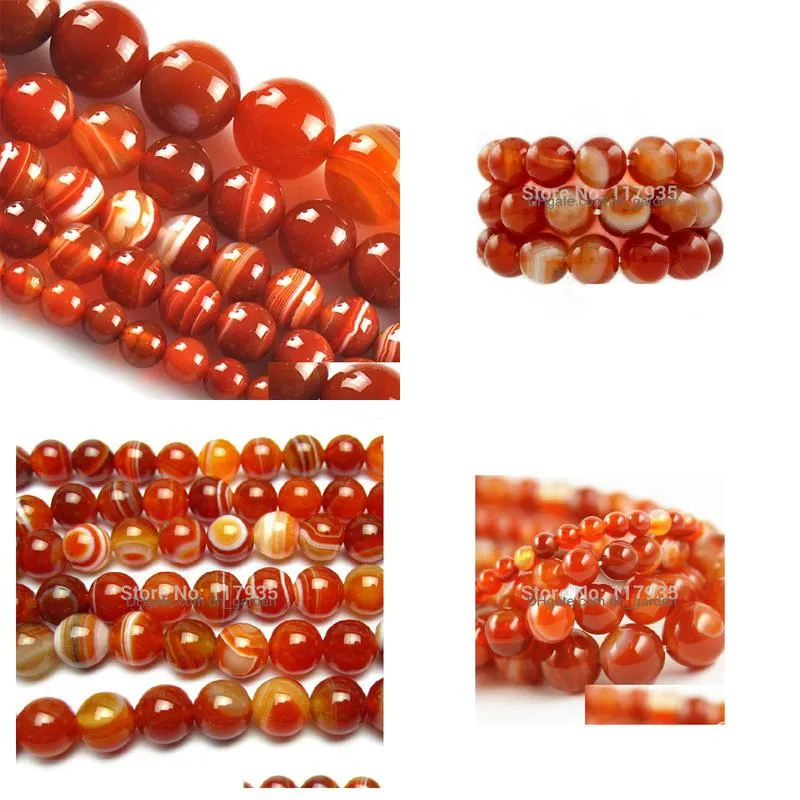 8mm wholesale 6/8/10/12mm natural red stripe carnelian onyx stone round ball loose fashion beads jewelry making