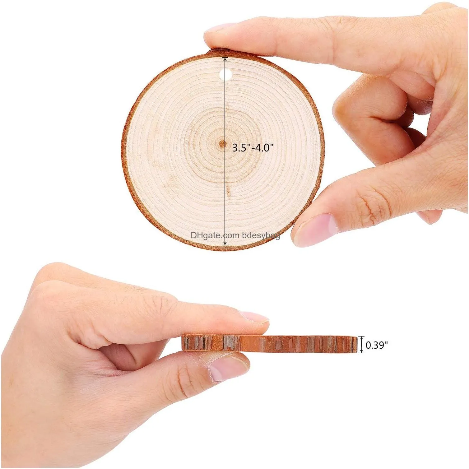 Natural Wood Slices Craft Wood DIY Kit Unfinished Predrilled with Hole 14 inch Wooden Circles for Arts and Crafts Christmas Ornaments