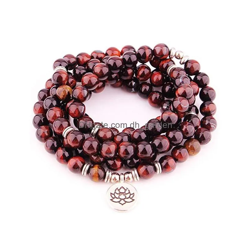 108 amazon mala bead 8mm stone beads lotus pendant necklace charm natural stone yoga bracelet