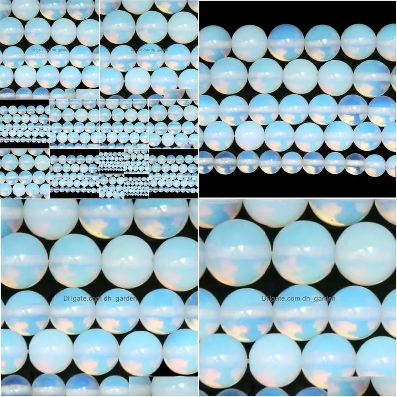 8mm natural stone smooth white opalite quartz loose beads 15 strand 4 6 8 10 12 14mm pick size for jewelry making