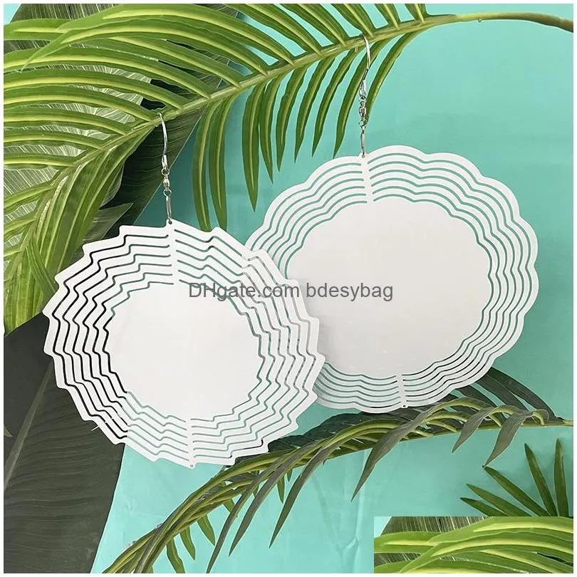 Sublimation Blank 3D Wind Spinners Outdoor Garden Decor Alluminum 10 inch Large Spinning Hanging Patio Yard Decoration Blanks for DIY Both sides