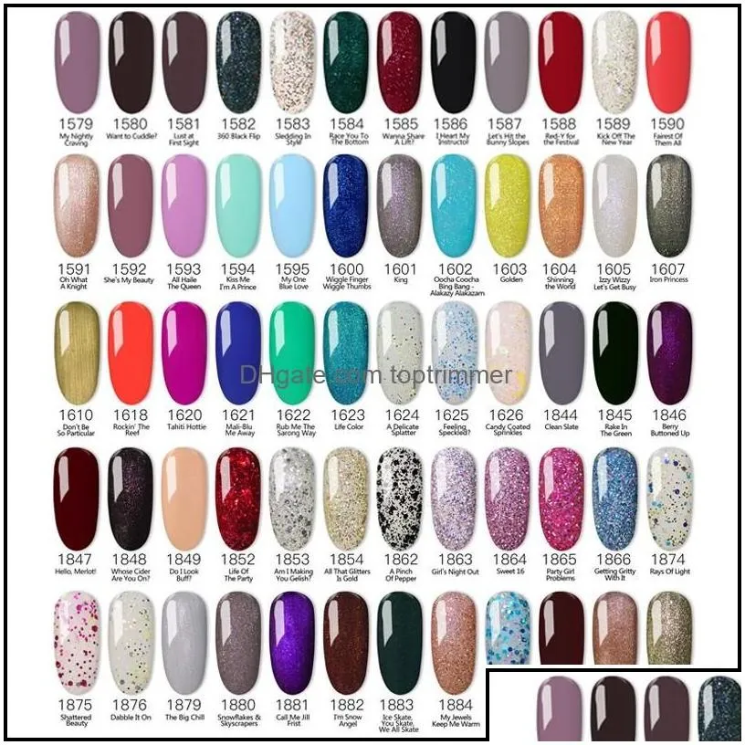 Nail Gel 100% Brand New Gel Nail Polish Soak Off 403Colors 15Ml 12Pcs Lot For Salon Nail272Q Drop Delivery 2021 Health Beauty Art Topt