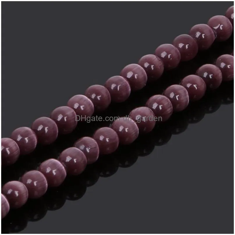8mm pick size 4.6.8.10mm smooth purple mexican opal cats eye beads natural stone spacer loose beads 15.5/strand