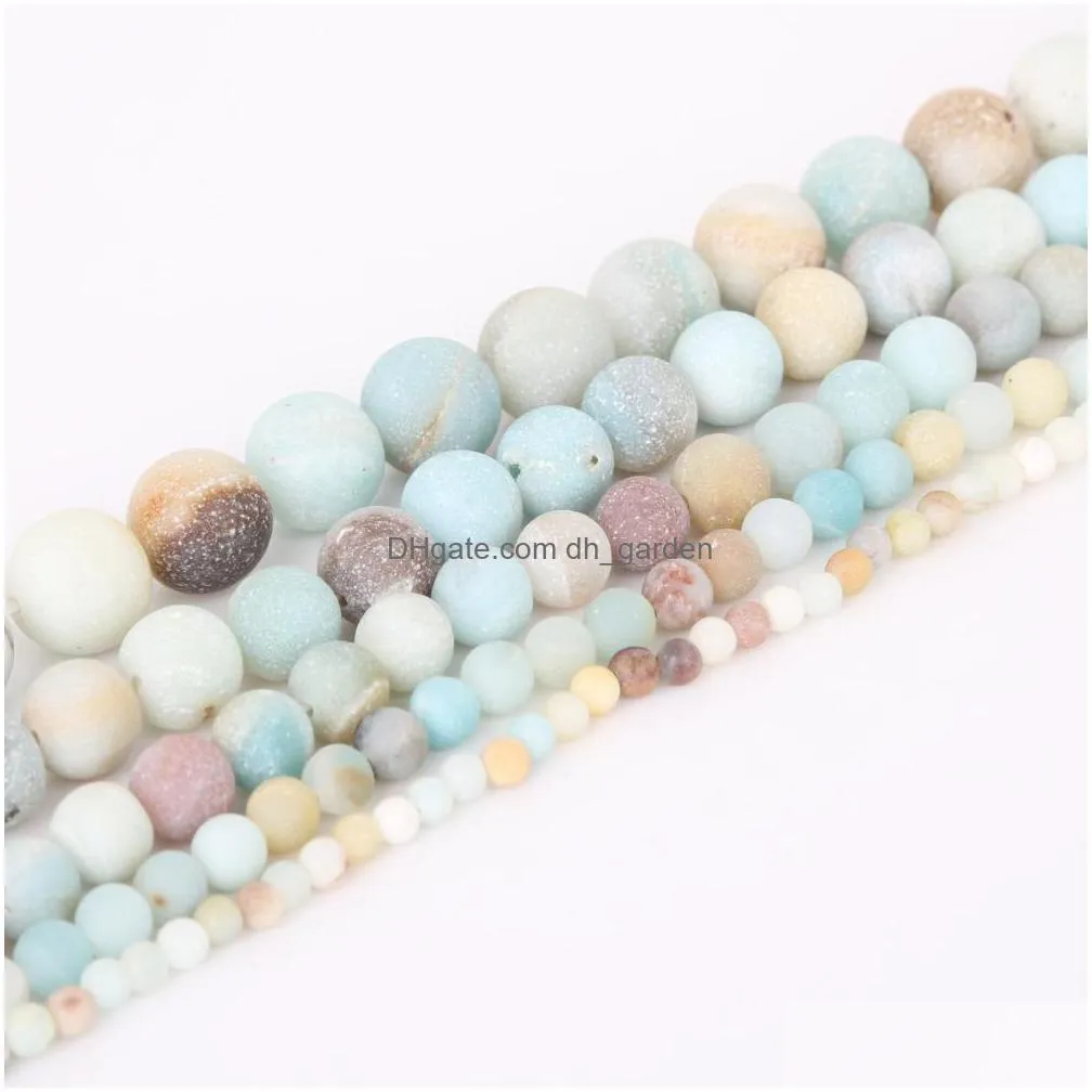 8mm natural dull polish matte amazon stone beads round loose spacer bead for jewelry making 4/6/8/10/12mm 15 diy bracelet