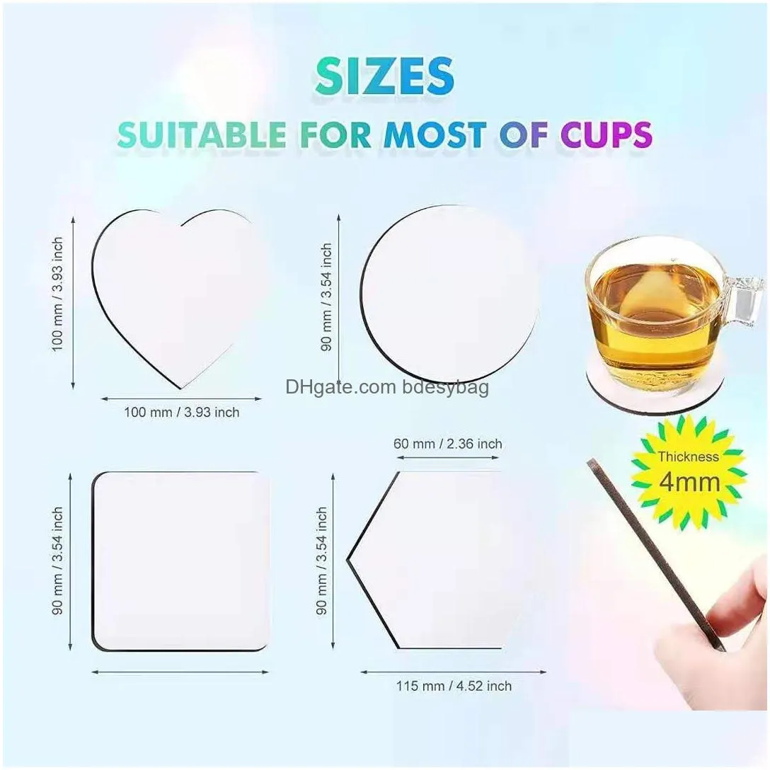 Coaster blank sublimation car round square neoprene Rubber cup coaster blanks