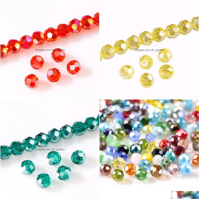 3 4 6 8 mm czech ab color glass beads round with hole faceted crystal beads for jewelry making handmade supply 100pcs