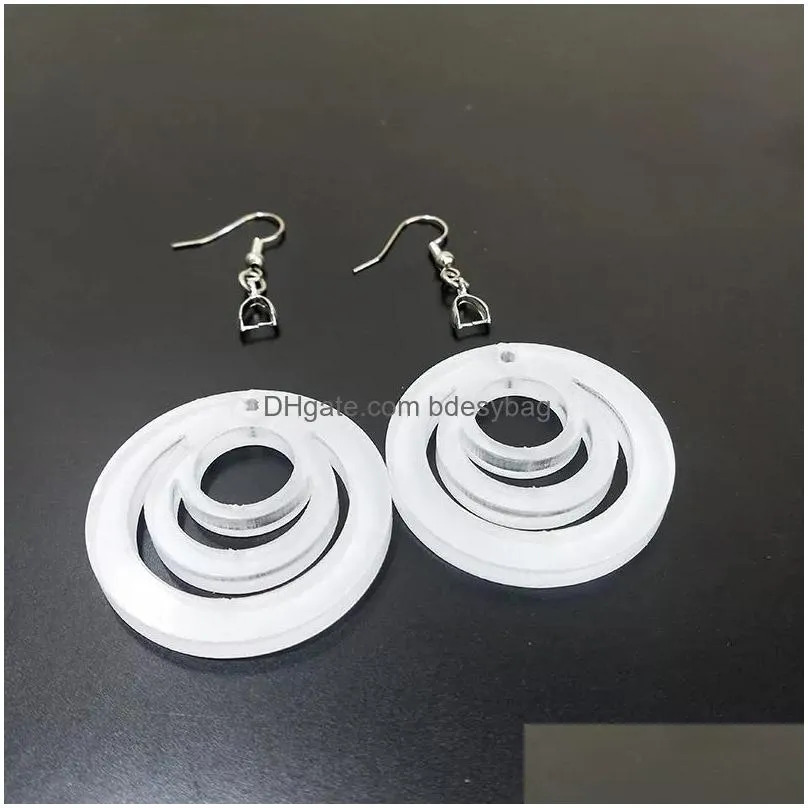 Fashion Sublimation Earring Blanks with Ear hooks Circle Drop Acrylic Clear Earrings for DIY Jewelry Gifts for Women Girls