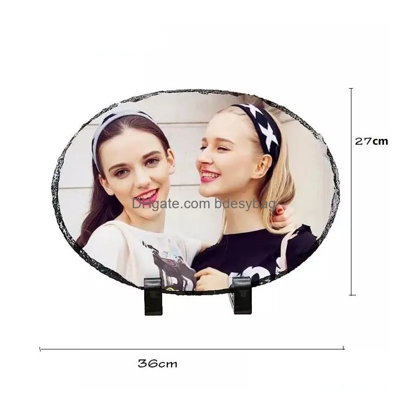 14x11 inch Oval Sublimation Blank Rock Photo Slate Big Picture Frame White Heat Dye Transfer Photo Plaque Blanks